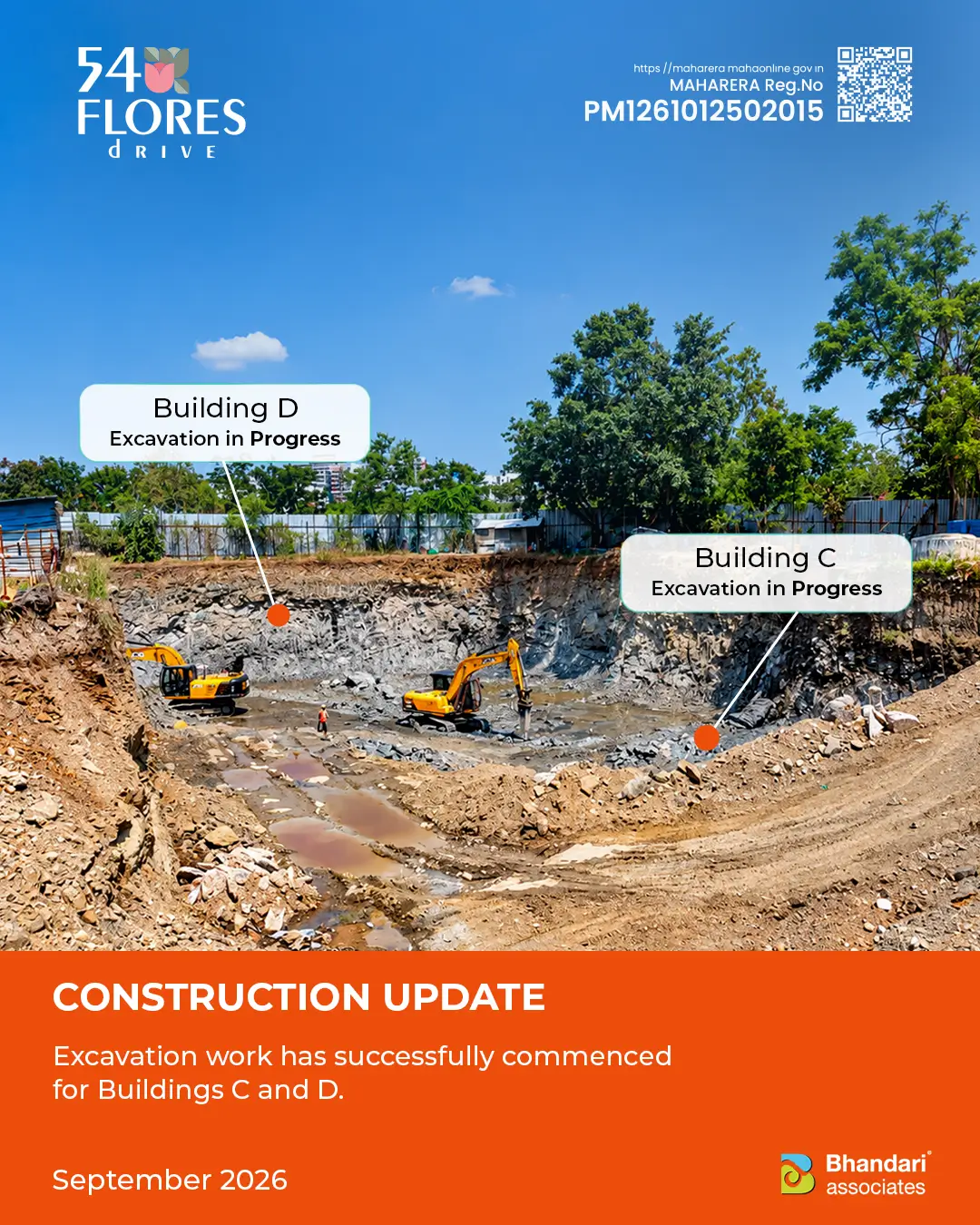 54 Flores Drive construction update: excavation in progress for Buildings C and D